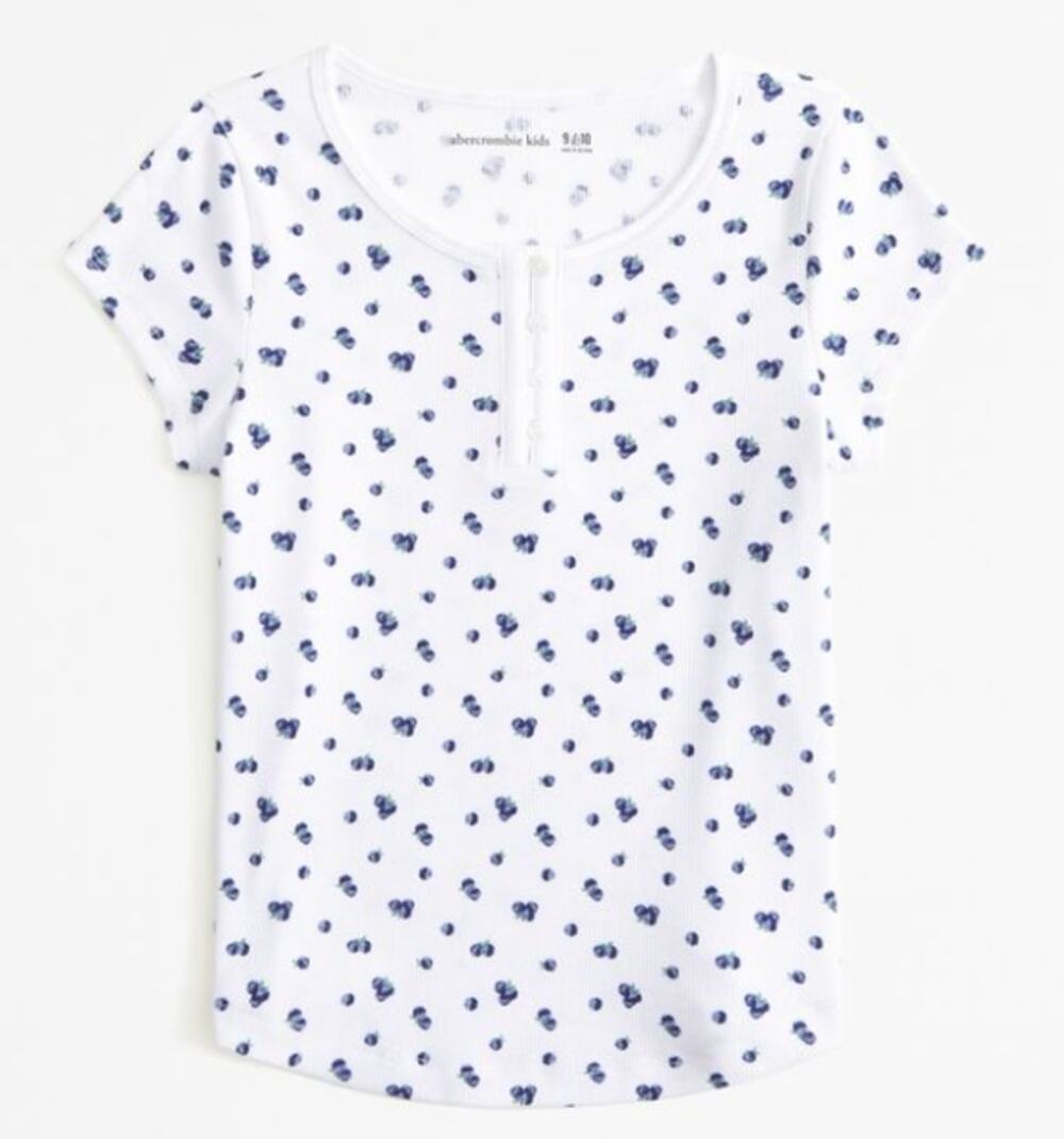 A&F Girls Henley Top with Blueberries Size 13/14
